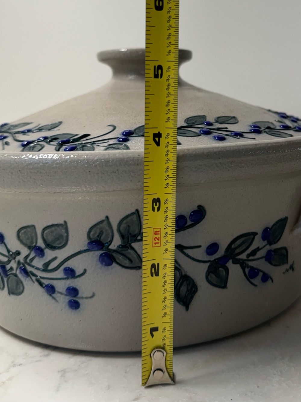 Vintage Salmon Falls Stoneware Lidded Ceramic Casserole with Blue Berry Motif - Picture 10 of 12